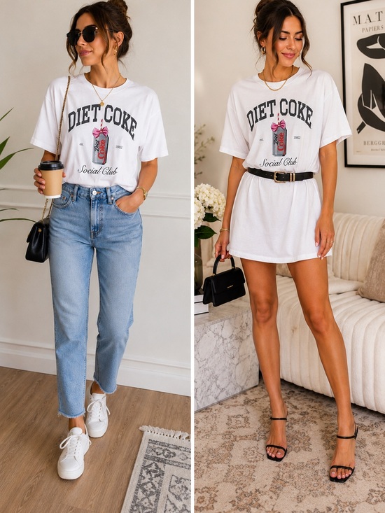 Diet Coke Tops - Diet Coke Social Club Graphic Tee White Short Sleeve Women’s Sma